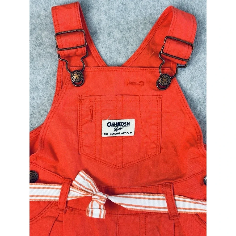 Oshkosh B'Gosh Overalls Shorts Girl's 9M Coral Baby Vestbak Adjustable Straps‎